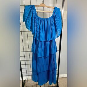 Tiered blue ruffle midi dress NWOT